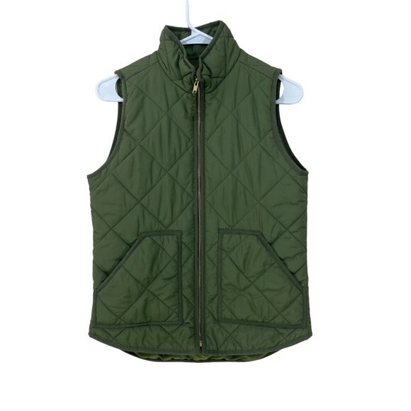J Crew‎ Mercantile Women's Size XS Quilted Puffer Vest Jacket Olive Green - Picture 1 of 5